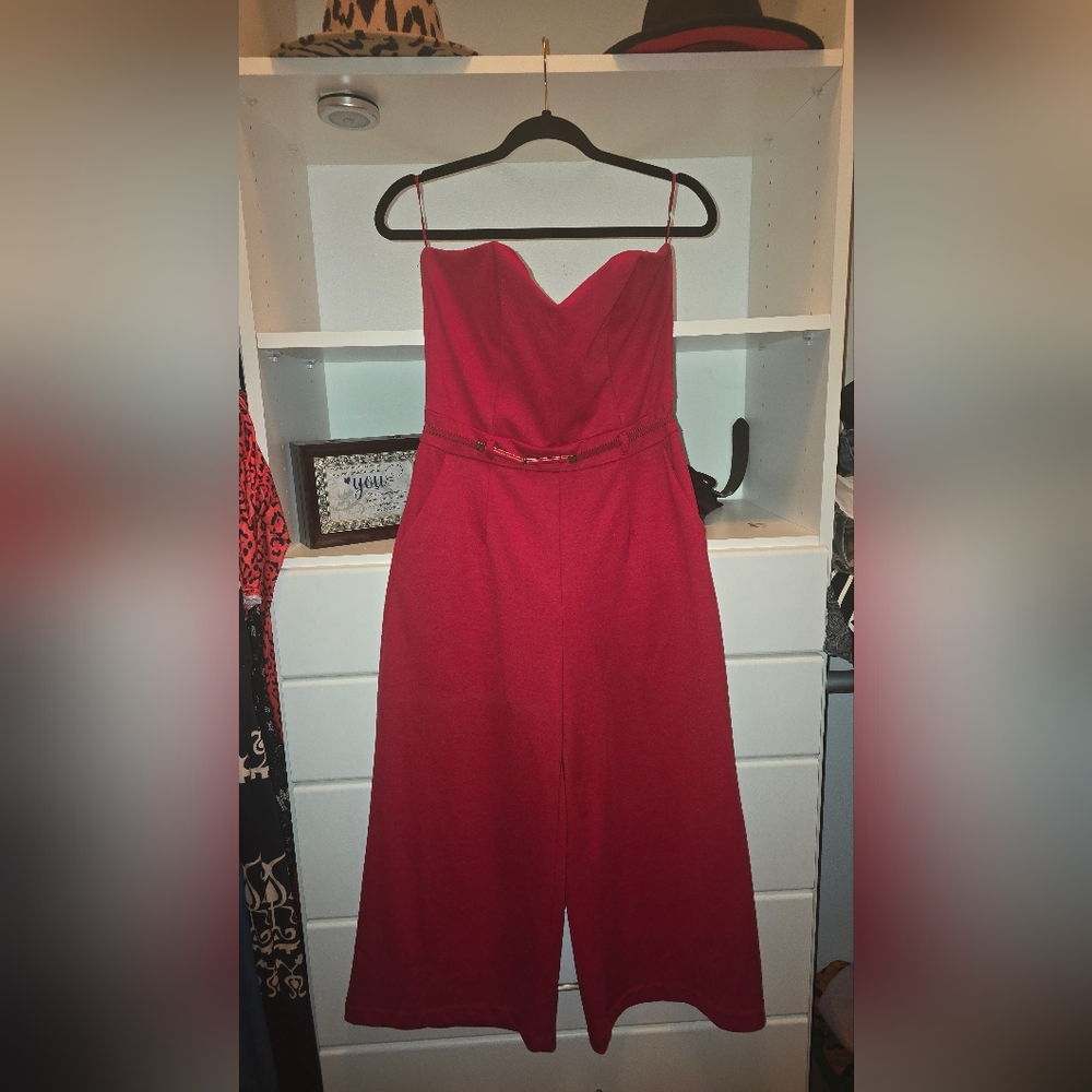 Have Red Strapless Jumpsuit for
